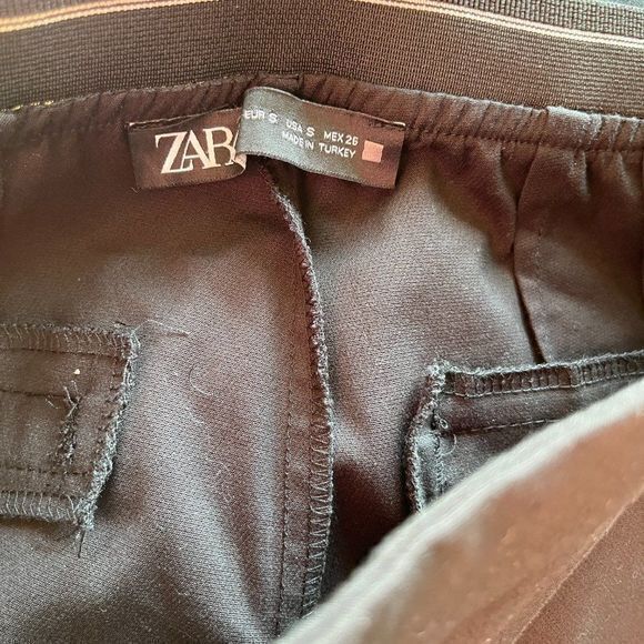 ZARA Ankle Pants with Elastic Waistband Accent Black Womens Size S - Picture 8 of 10